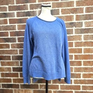 UGG L Blue Raglan Sleeve Round Neck Tight-Knit Women's Pullover Sweater